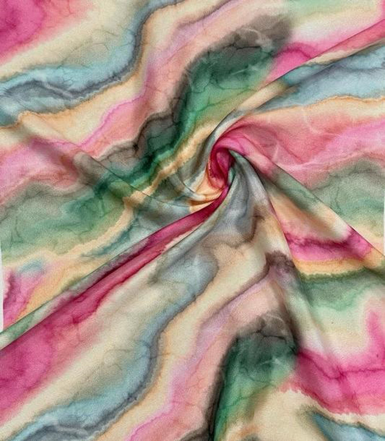 Multicolor Digital Printed Crepe Fabric — Mosaic Marble, Artistic Wear