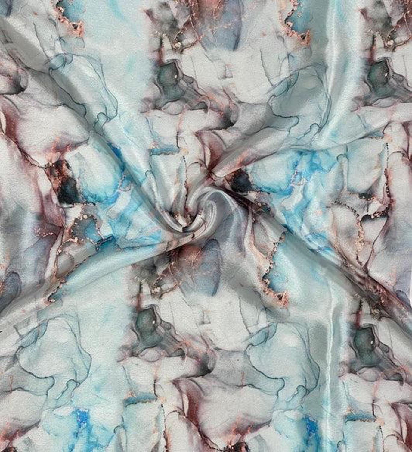 Multicolor Digital Printed Crepe Fabric — Spectrum Marble, Luxury Wear