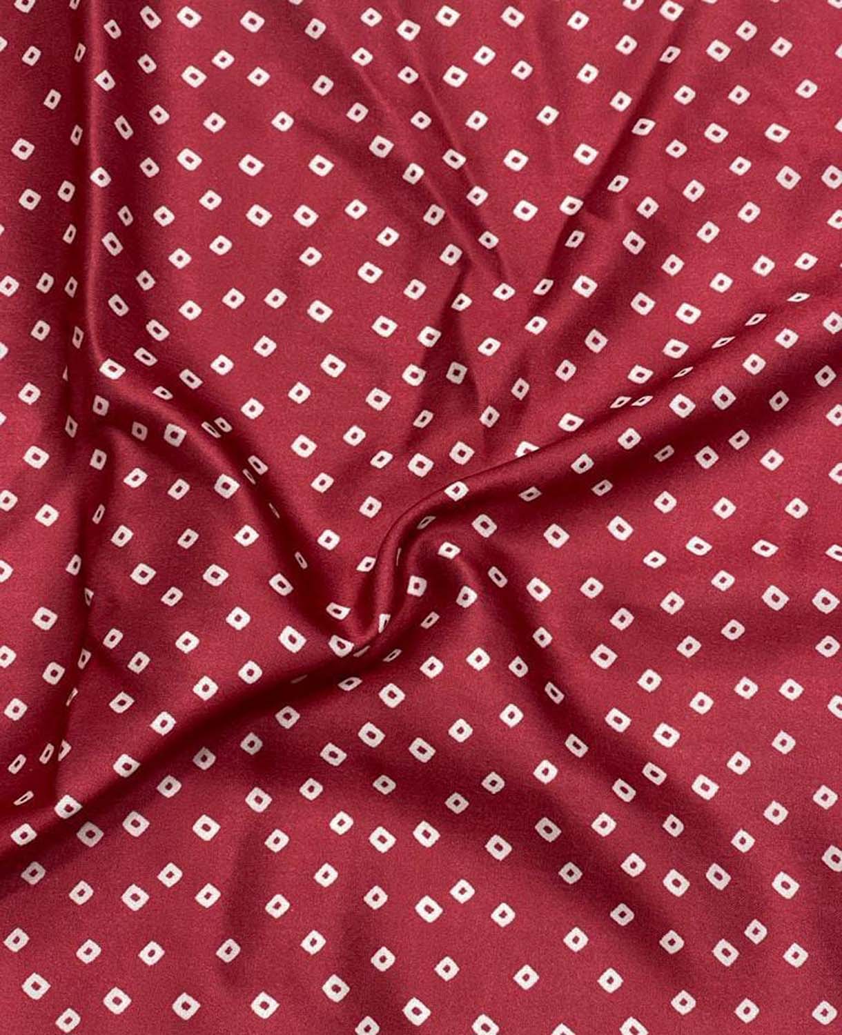 Maroon Bandhani Design Modal Satin Fabric - Luxurion World