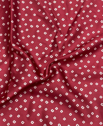 Maroon Bandhani Design Modal Satin Fabric - Luxurion World