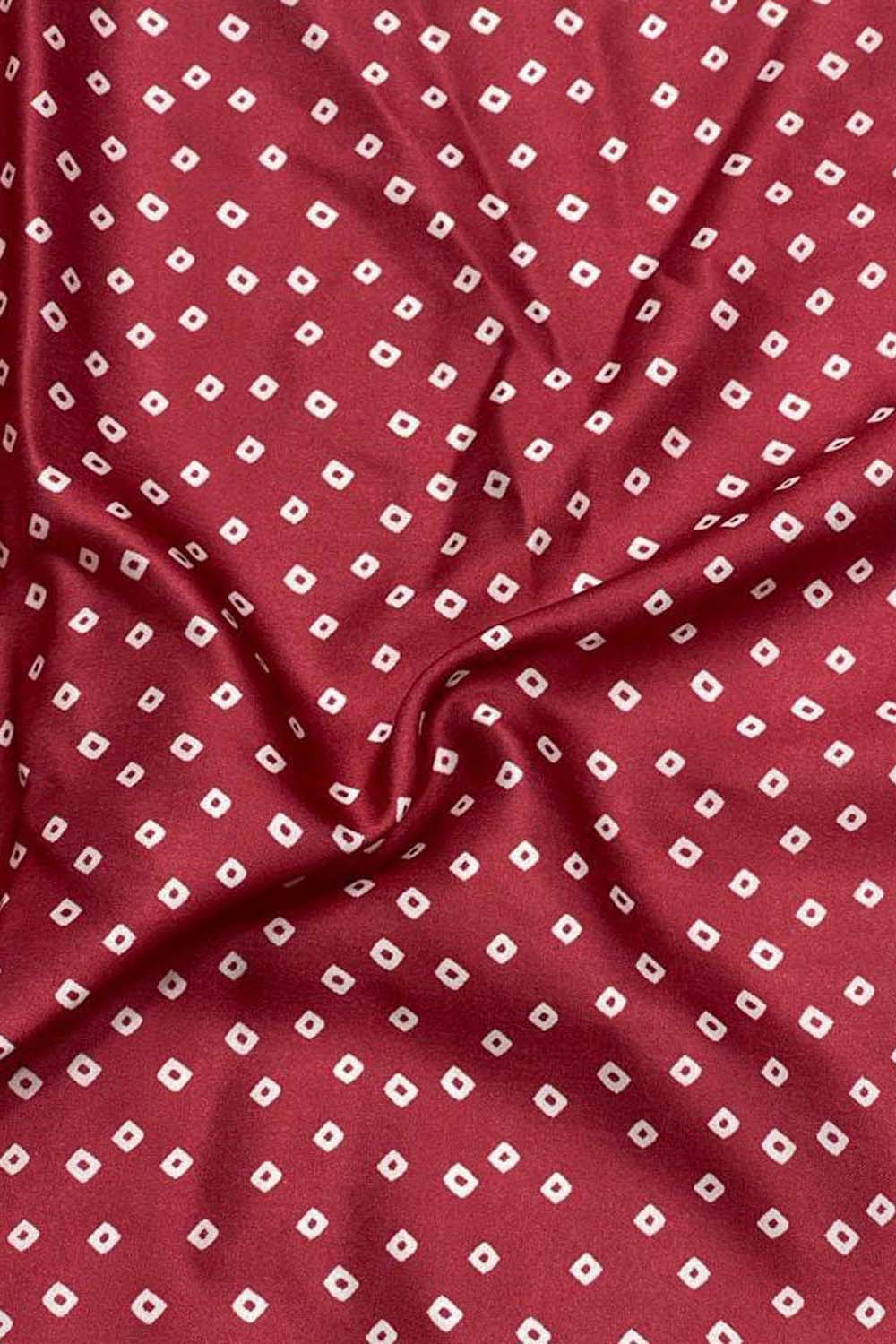 Maroon Bandhani Design Modal Satin Fabric - Luxurion World