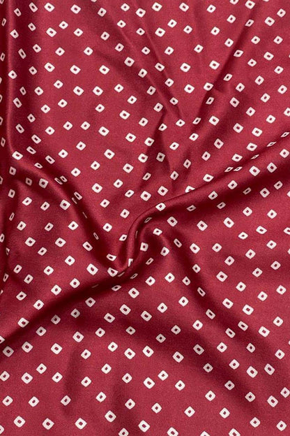 Maroon Bandhani Design Modal Satin Fabric - Luxurion World