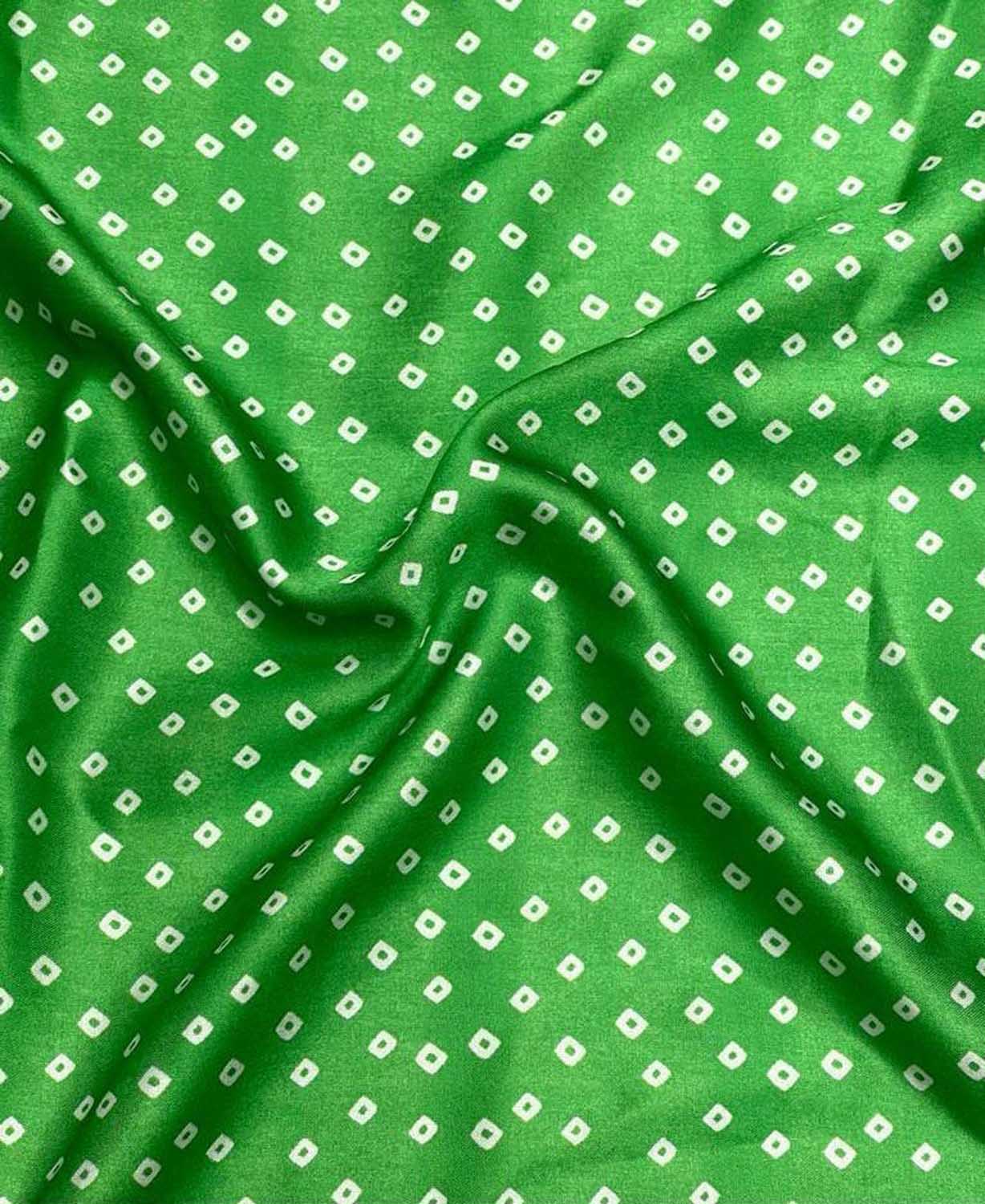 Green Bandhani Design Modal Satin Fabric - Luxurion World