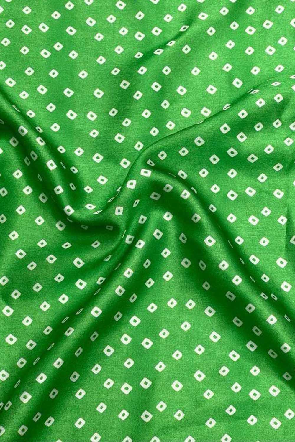 Green Bandhani Design Modal Satin Fabric - Luxurion World