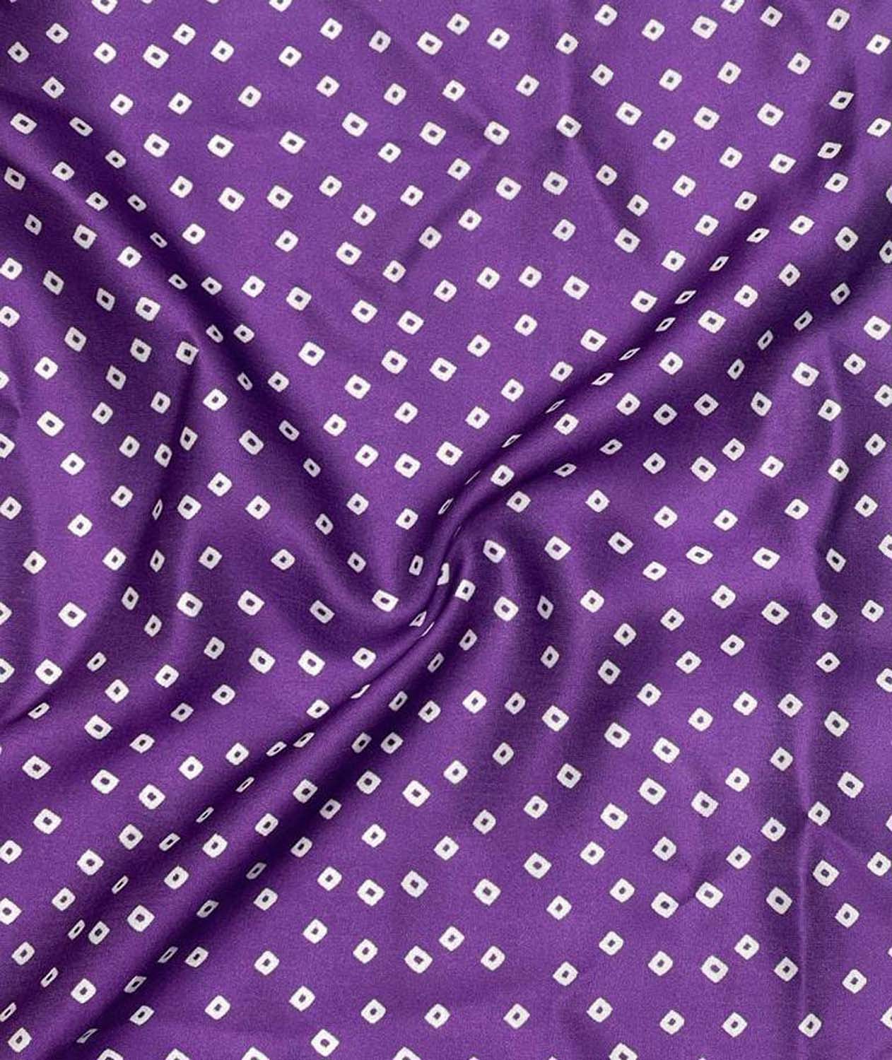 Vibrant Purple Bandhani Print Modal Satin Fabric - Luxurion World