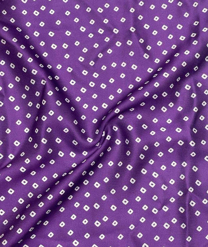 Vibrant Purple Bandhani Print Modal Satin Fabric - Luxurion World