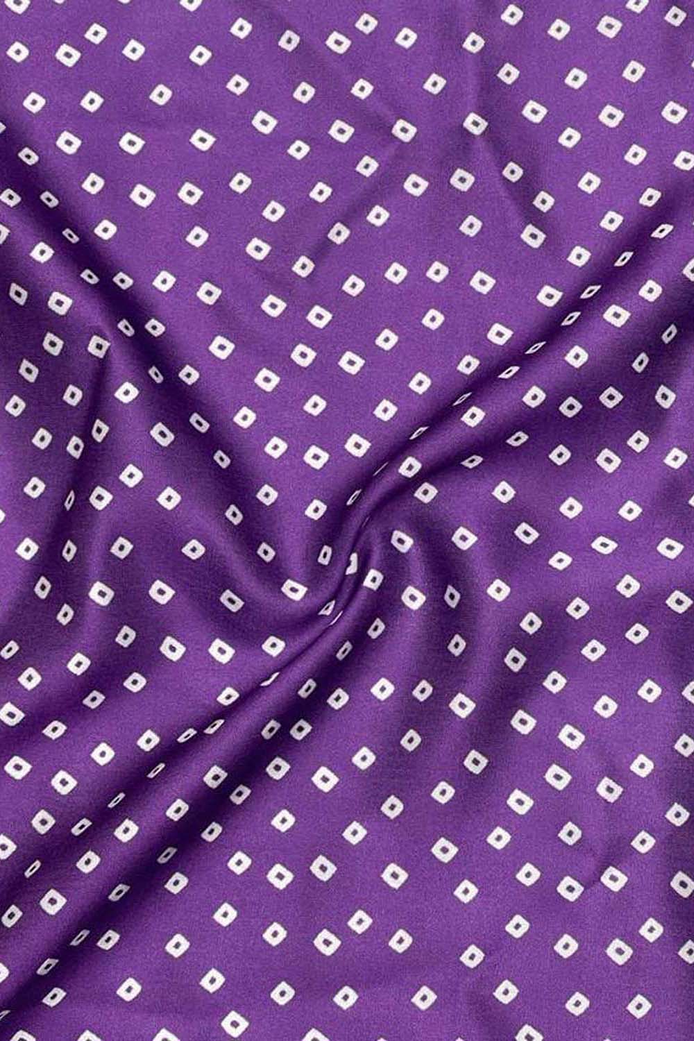 Vibrant Purple Bandhani Print Modal Satin Fabric - Luxurion World