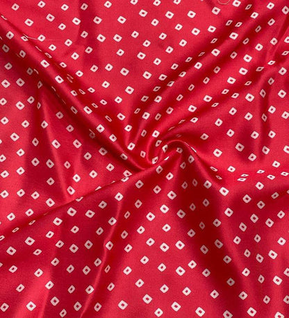 Red Bandhani Modal Satin Fabric with Digital Print - Luxurion World