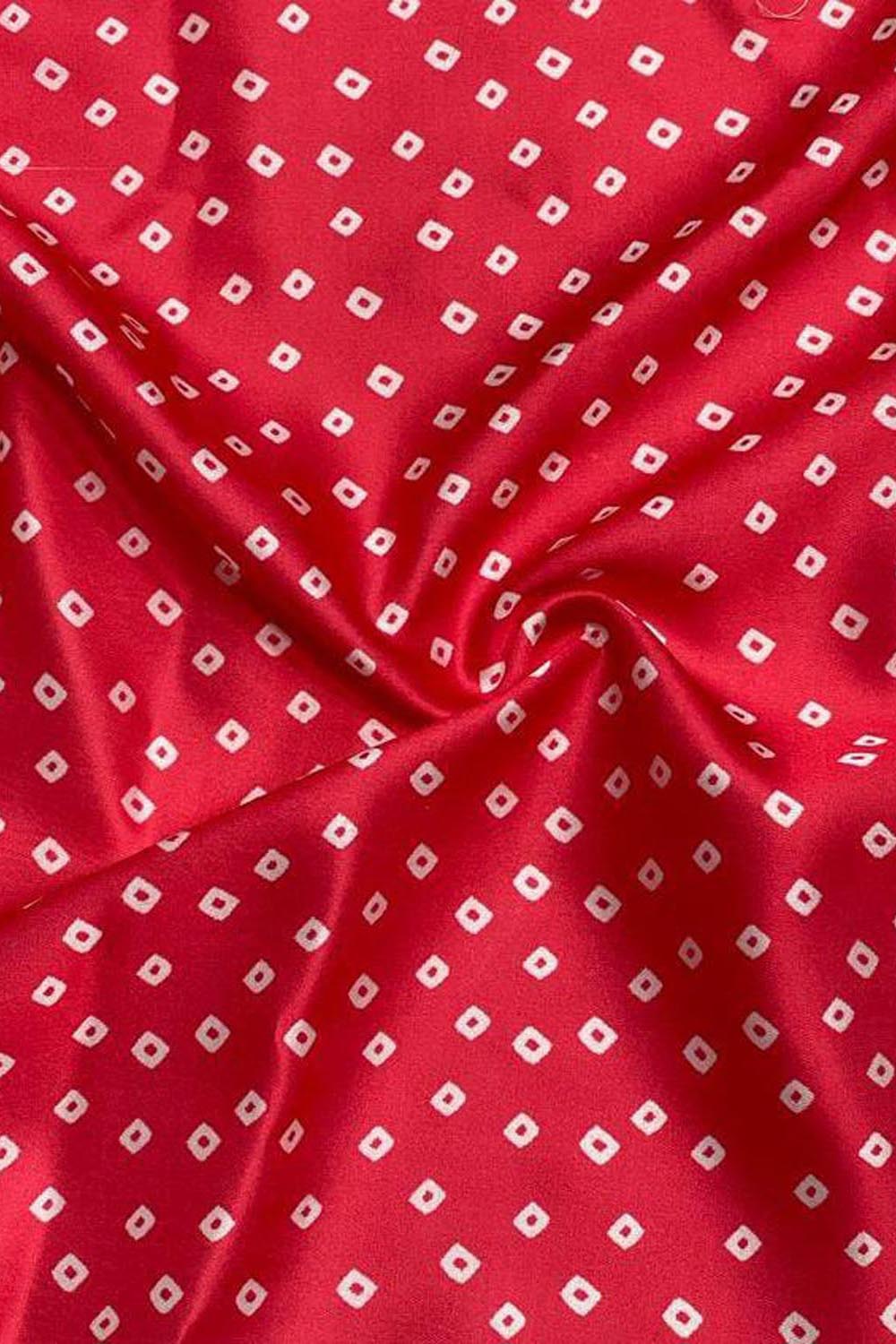 Red Bandhani Modal Satin Fabric with Digital Print - Luxurion World