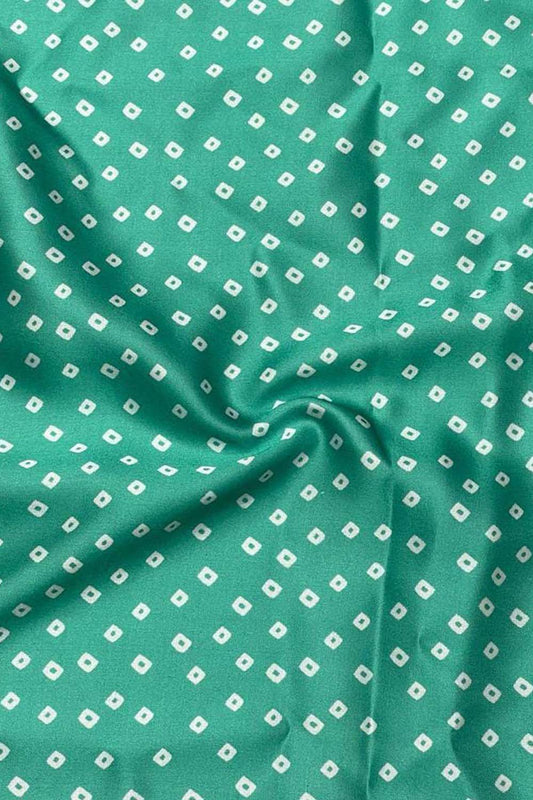 Blue Bandhani Modal Satin Fabric with Digital Print - Luxurion World