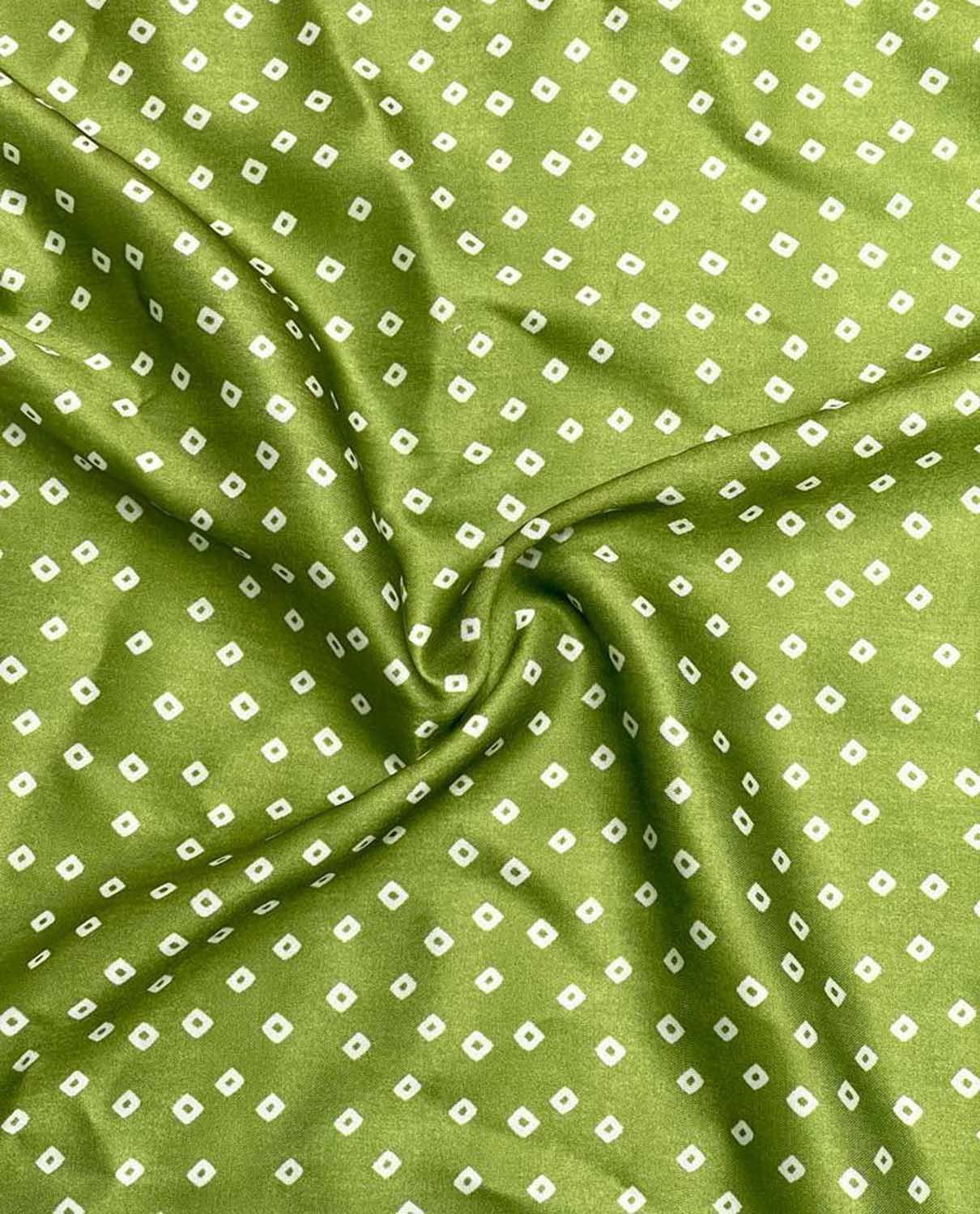 Green Bandhani Design Modal Satin Fabric - Luxurion World