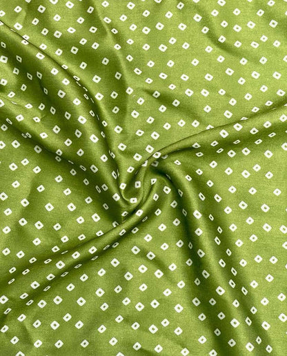 Green Bandhani Design Modal Satin Fabric - Luxurion World