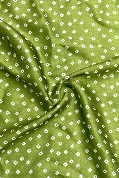 Green Bandhani Design Modal Satin Fabric - Luxurion World