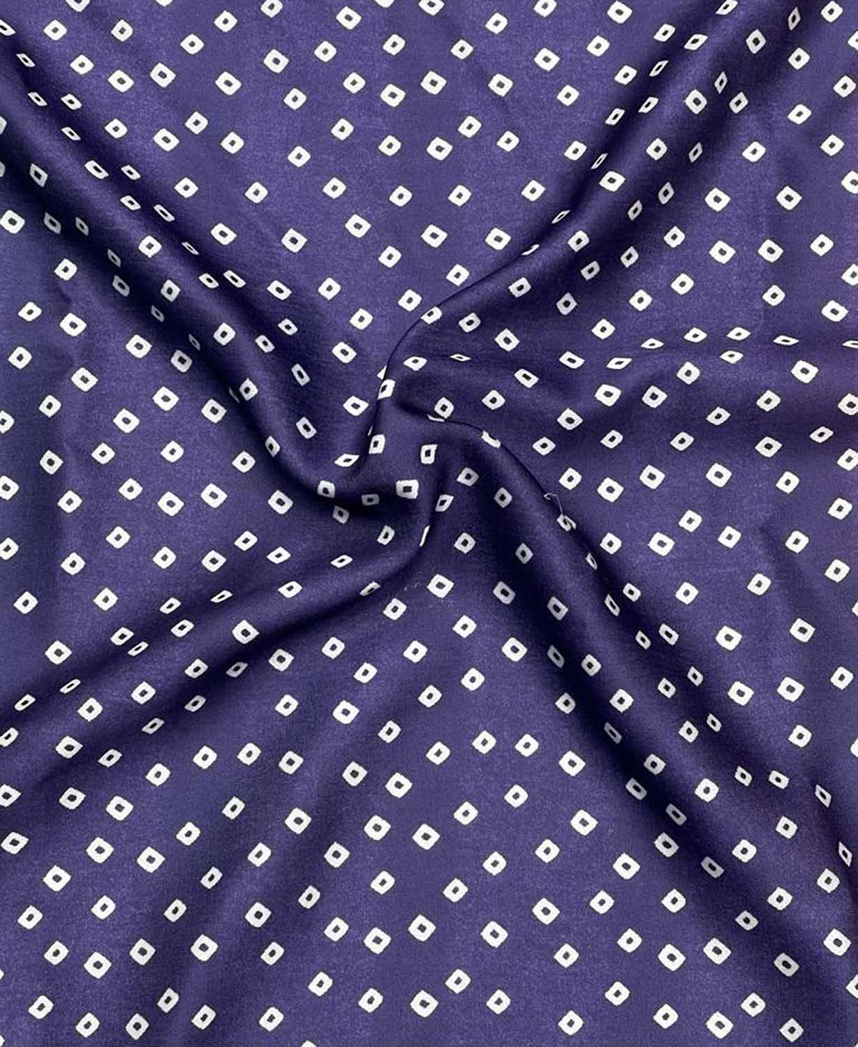 Blue Bandhani Modal Satin Fabric with Digital Print - Luxurion World