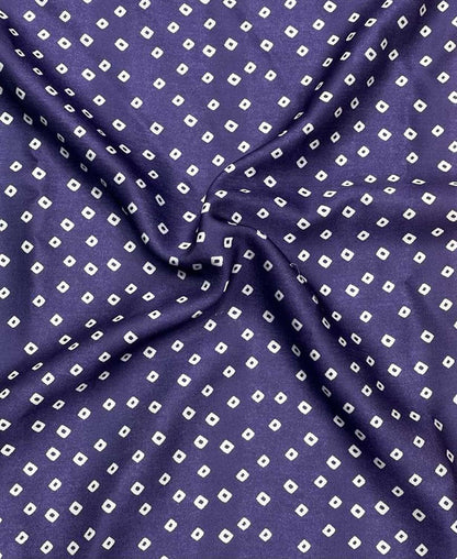 Blue Bandhani Modal Satin Fabric with Digital Print - Luxurion World