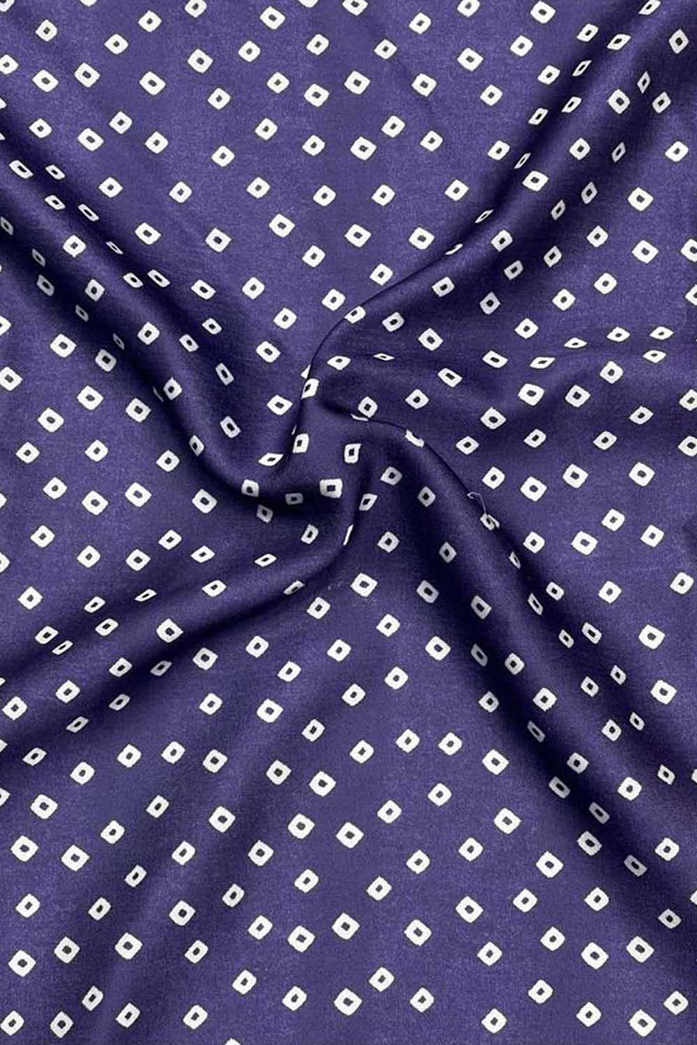 Blue Bandhani Modal Satin Fabric with Digital Print - Luxurion World