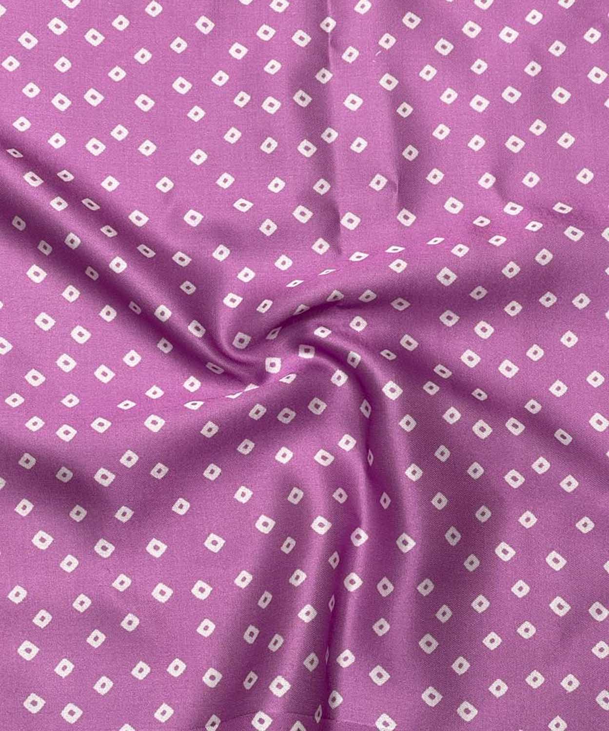 Vibrant Purple Bandhani Design Modal Satin Fabric - Luxurion World