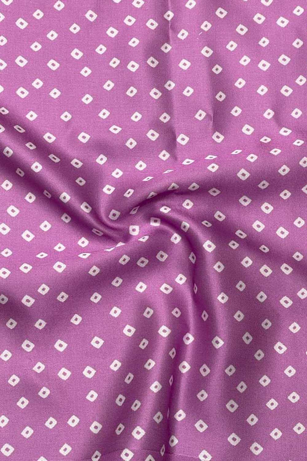 Vibrant Purple Bandhani Design Modal Satin Fabric - Luxurion World