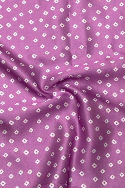 Vibrant Purple Bandhani Design Modal Satin Fabric - Luxurion World