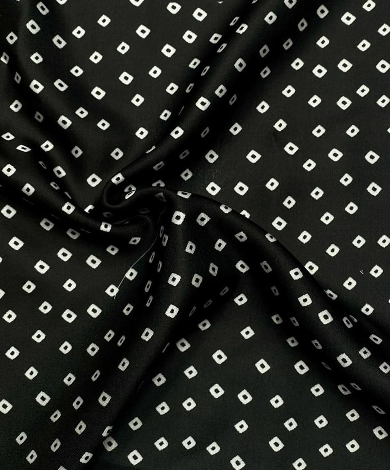 Stunning Black Bandhani Design Modal Satin Fabric - Luxurion World