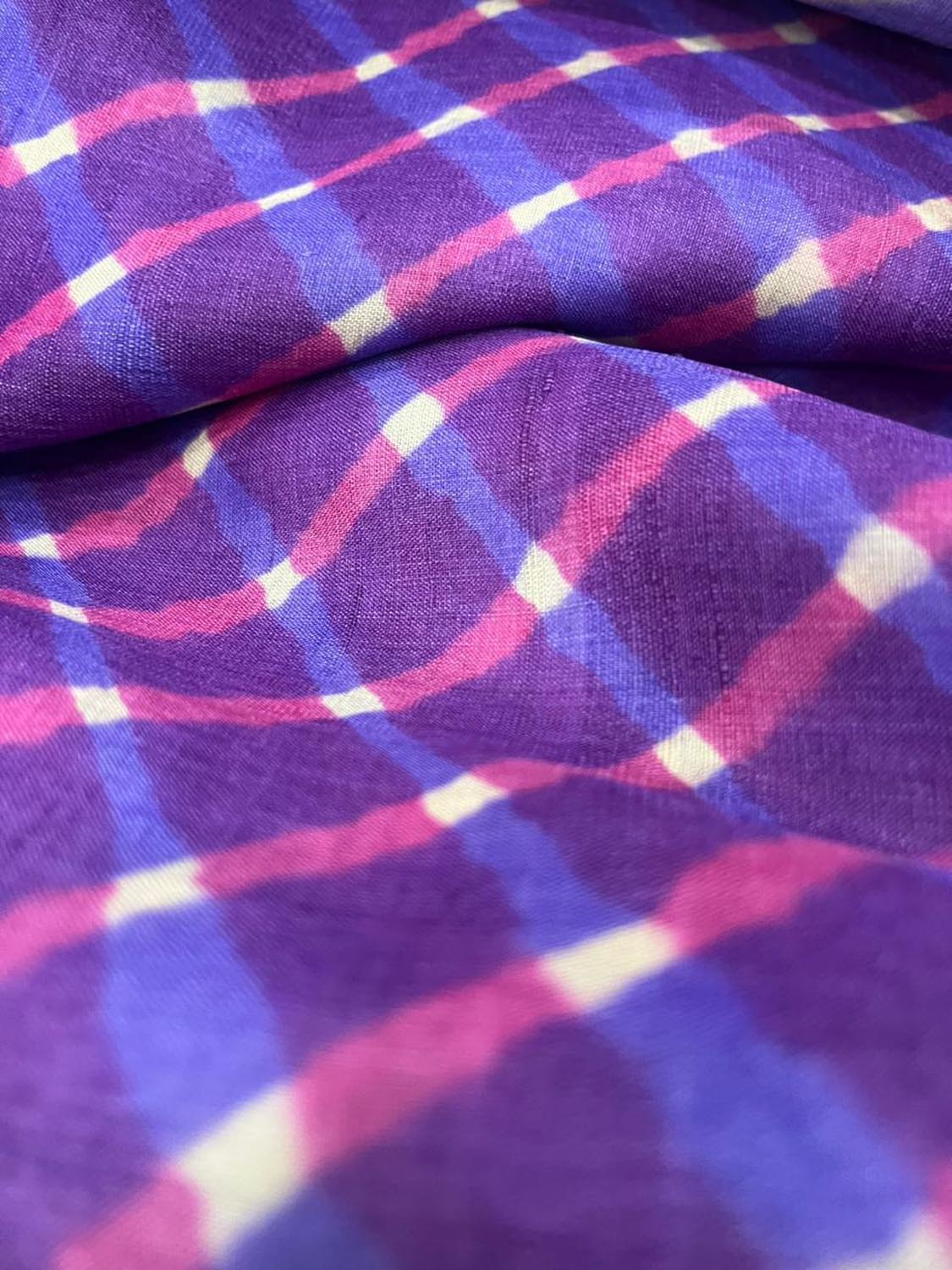 Purple Leheriya Tie N Dye Pure Tussar Silk Fabric ( 1 Mtr ) - Luxurion World