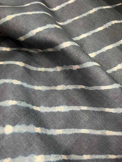 Black Leheriya Tie N Dye Pure Tussar Silk Fabric ( 1 Mtr ) - Luxurion World