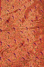 Golden Paithani Brocade Silk Peacock And Flower Design Fabric ( 1 Mtr ) - Luxurion World