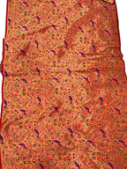 Golden Paithani Brocade Silk Peacock And Flower Design Fabric ( 1 Mtr ) - Luxurion World