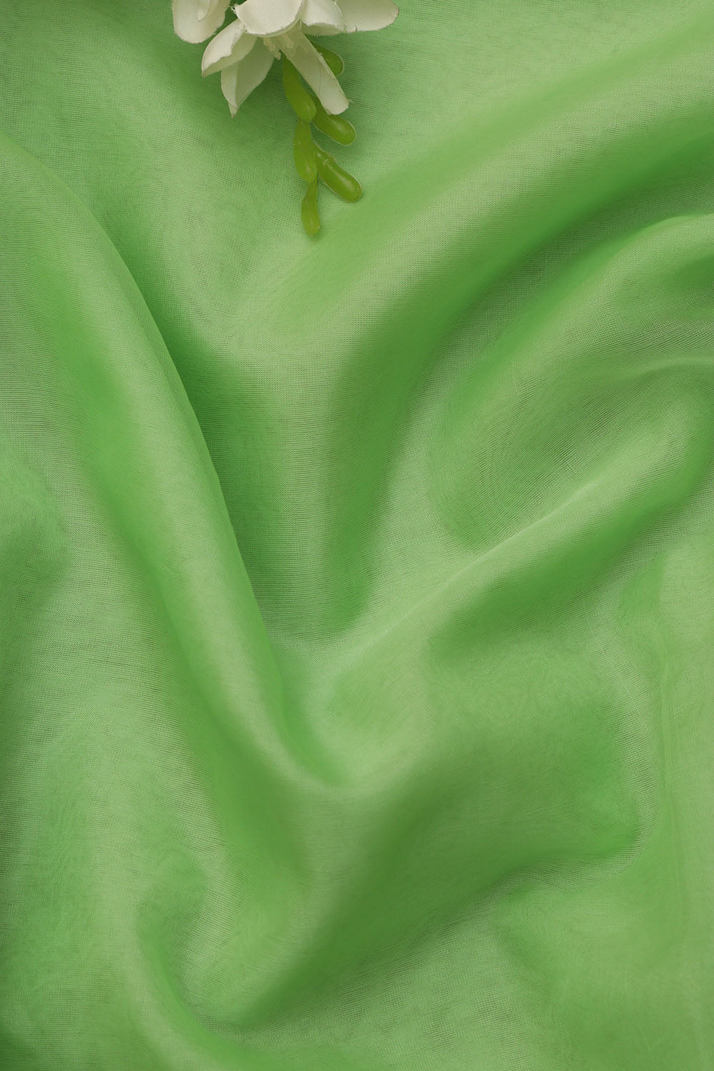 Green Plain Organza Silk Fabric - Luxurious and Elegant ( 1 Mtr ) - Luxurion World