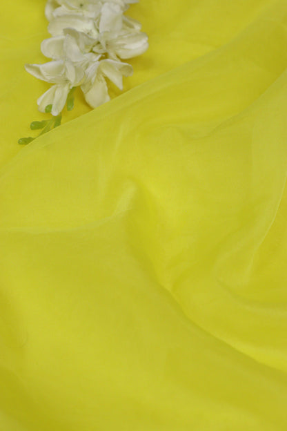 Sunshine Yellow Organza Silk Fabric - Plain Design  ( 1 Mtr ) - Luxurion World