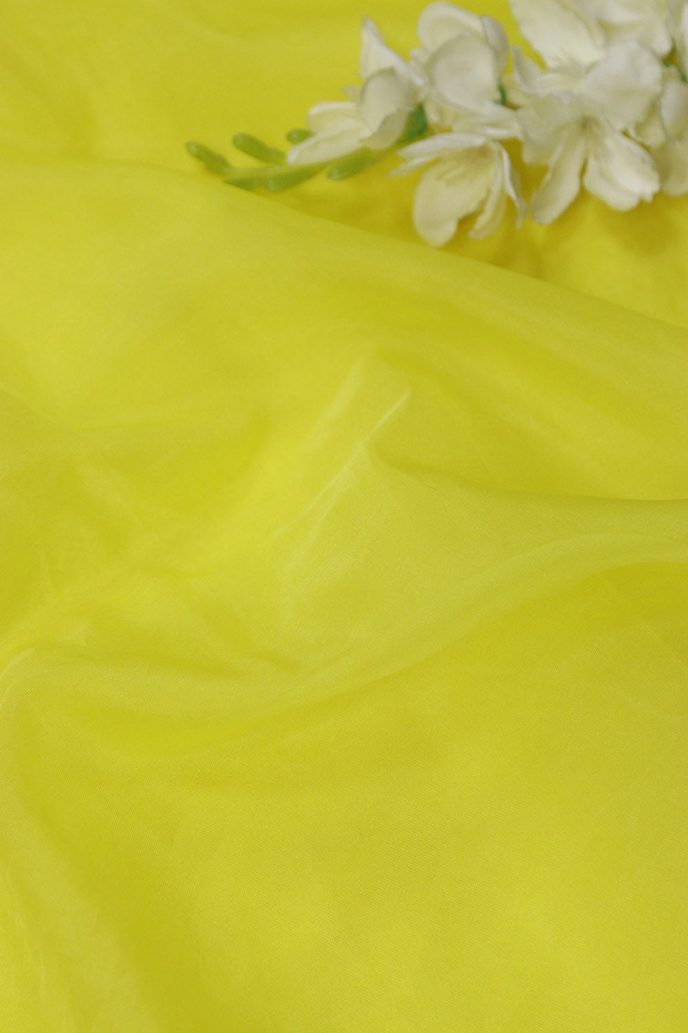 Sunshine Yellow Organza Silk Fabric - Plain Design  ( 1 Mtr ) - Luxurion World
