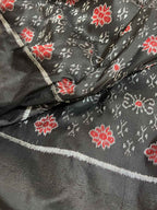 Black Sambalpuri Ikat Handloom Pure Silk Fabric ( 1 Mtr ) - Luxurion World