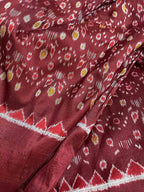 Maroon Sambalpuri Ikat Handloom Pure Silk Fabric ( 1 Mtr ) - Luxurion World