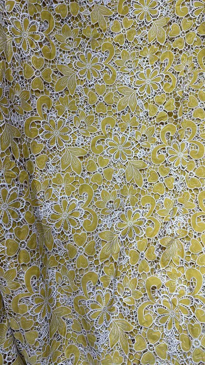 Yellow Crochet Cut Work Embroidered Cotton Crepe - Luxurion World