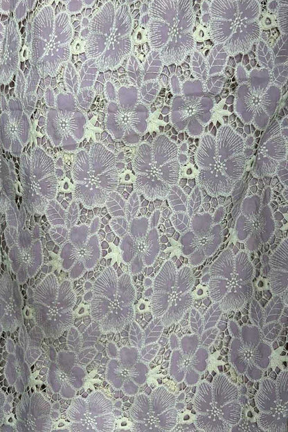 Stylish Purple Crochet Cut Work Embroidered Cotton Crepe - Luxurion World