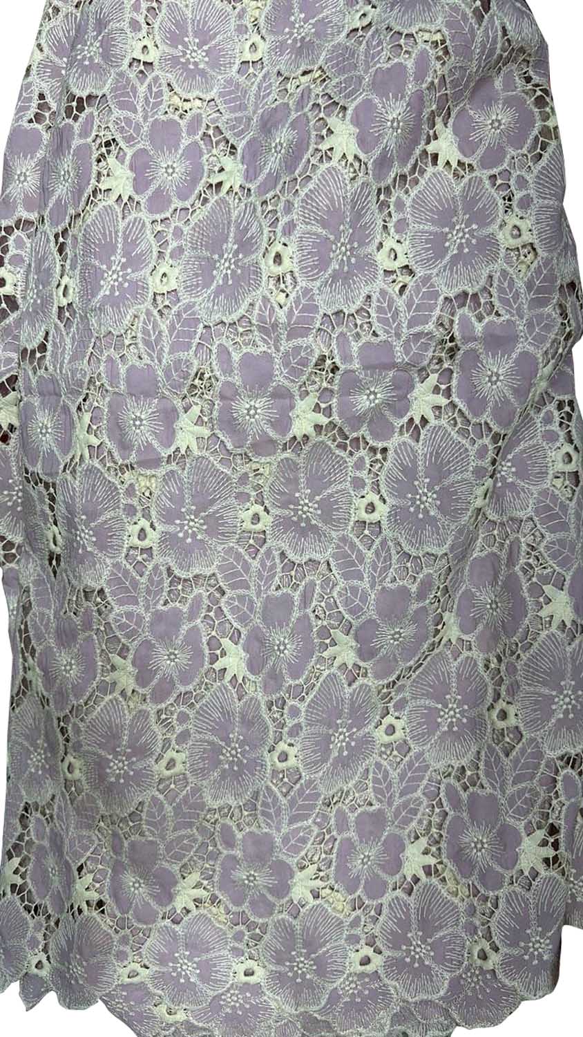 Stylish Purple Crochet Cut Work Embroidered Cotton Crepe - Luxurion World