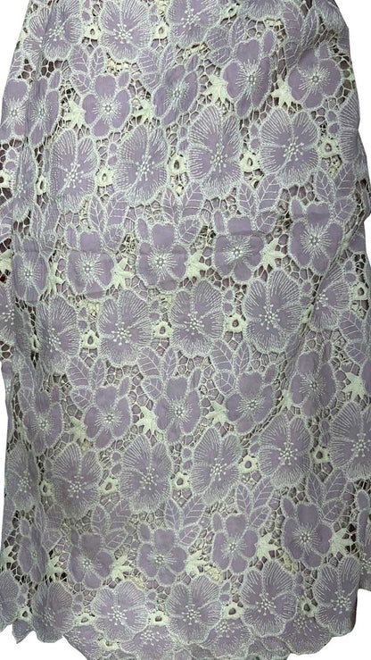 Stylish Purple Crochet Cut Work Embroidered Cotton Crepe - Luxurion World