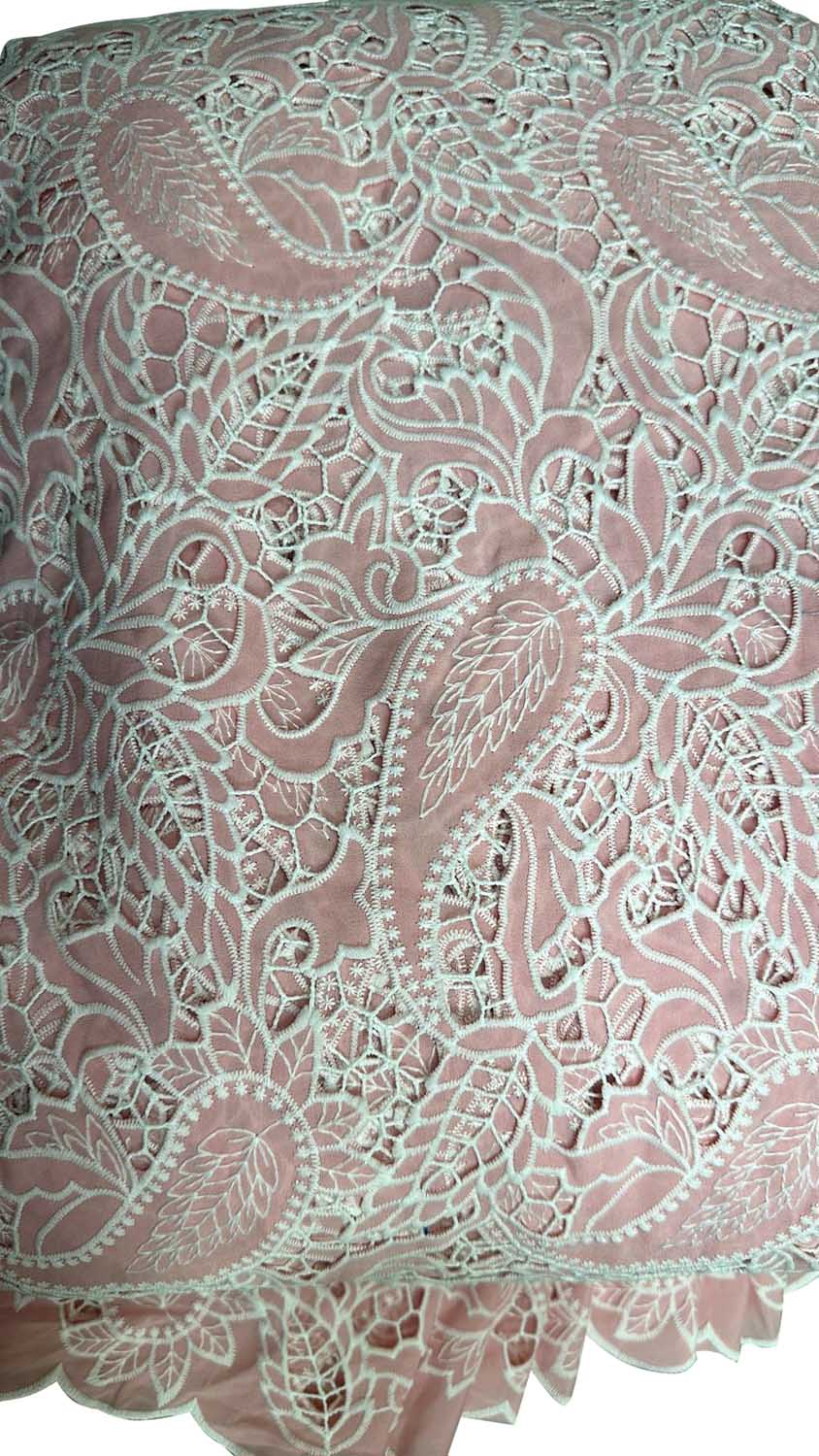 Pretty in Pink: Crochet Cut Work Embroidered Cotton Crepe - Luxurion World