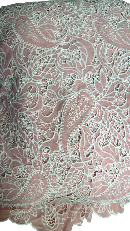 Pretty in Pink: Crochet Cut Work Embroidered Cotton Crepe - Luxurion World