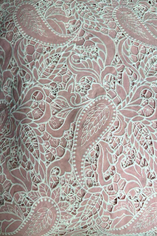 Pretty in Pink: Crochet Cut Work Embroidered Cotton Crepe - Luxurion World