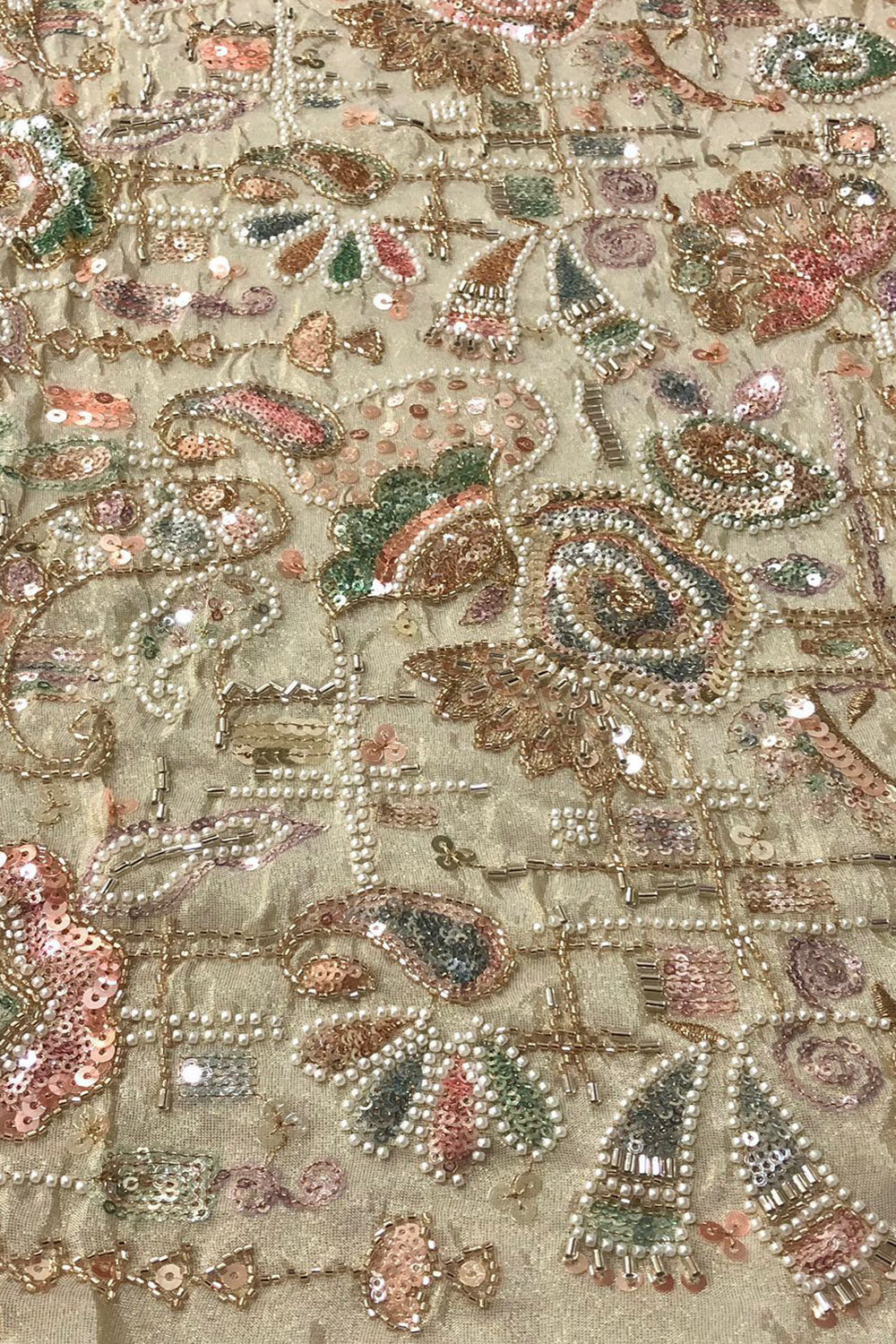 Multicolor Heavy Embroidered And Beads Work Georgette Trendy Fabric - Luxurion World