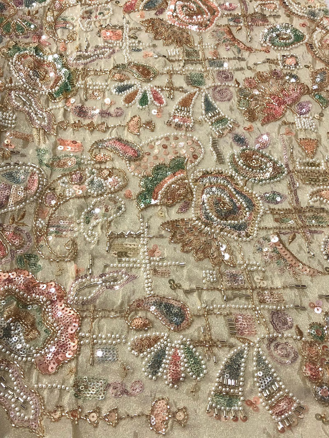 Multicolor Heavy Embroidered And Beads Work Georgette Trendy Fabric - Luxurion World