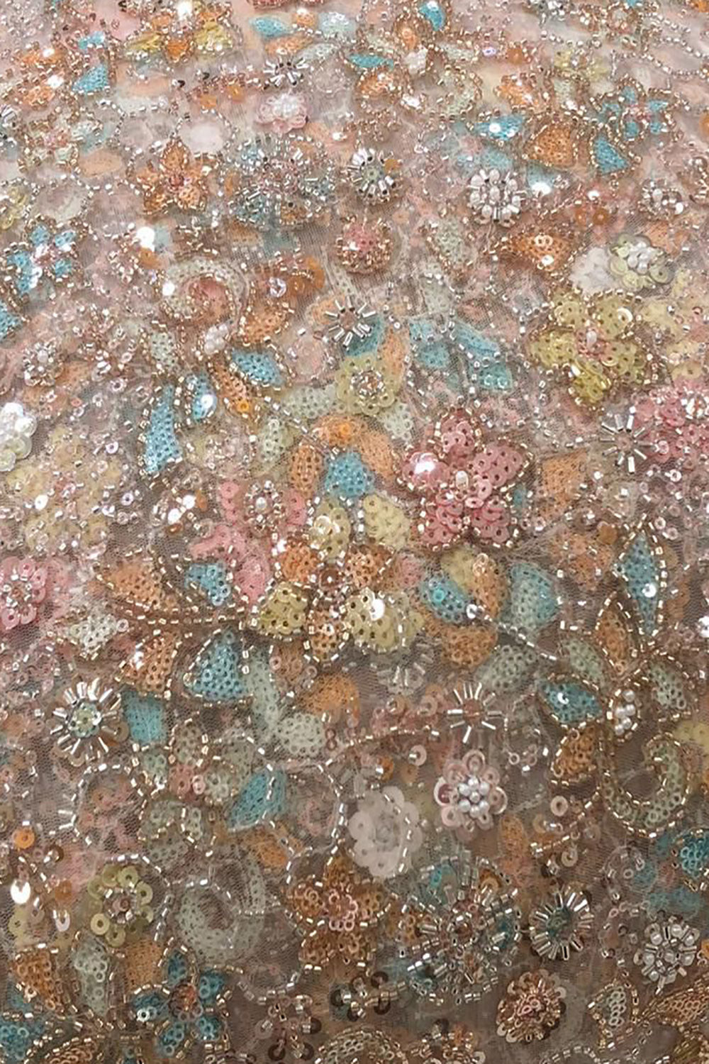 Multicolor Heavy Embroidered And Beads Work Georgette Trendy Fabric - Luxurion World