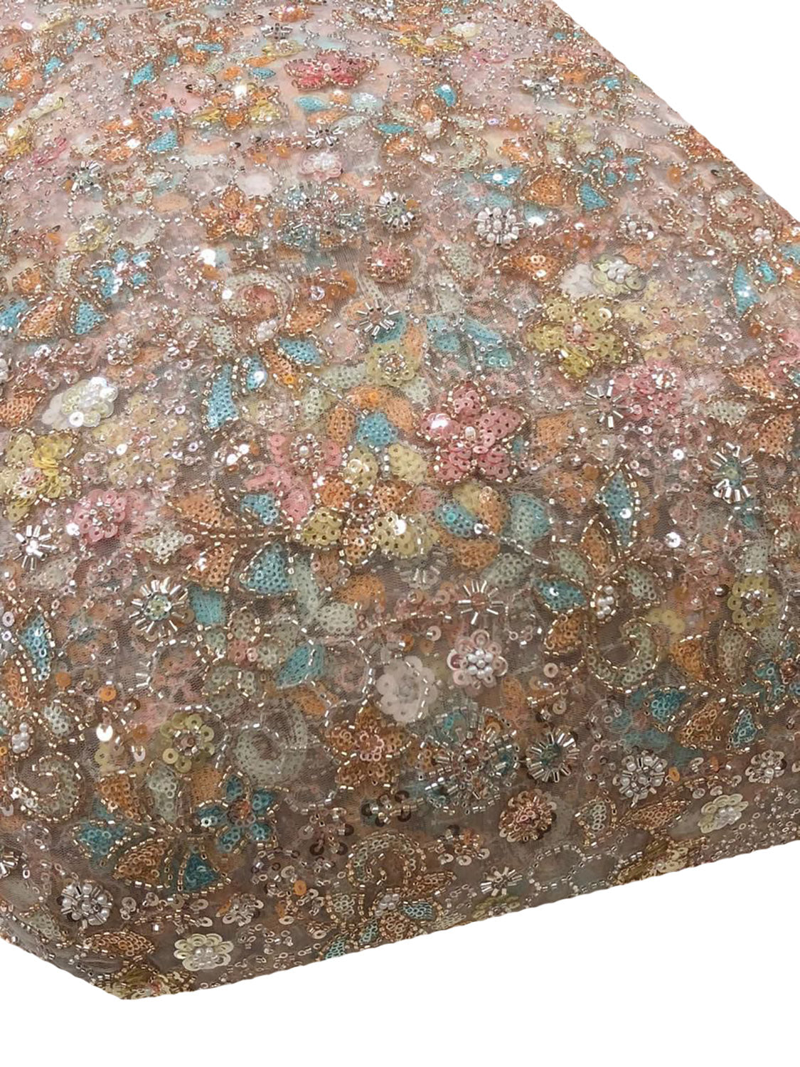 Multicolor Heavy Embroidered And Beads Work Georgette Trendy Fabric - Luxurion World