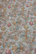 Multicolor Heavy Embroidered And Beads Work Georgette Trendy Fabric - Luxurion World