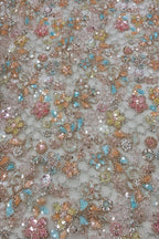 Multicolor Heavy Embroidered And Beads Work Georgette Trendy Fabric - Luxurion World