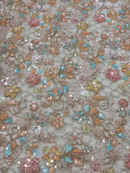 Multicolor Heavy Embroidered And Beads Work Georgette Trendy Fabric - Luxurion World
