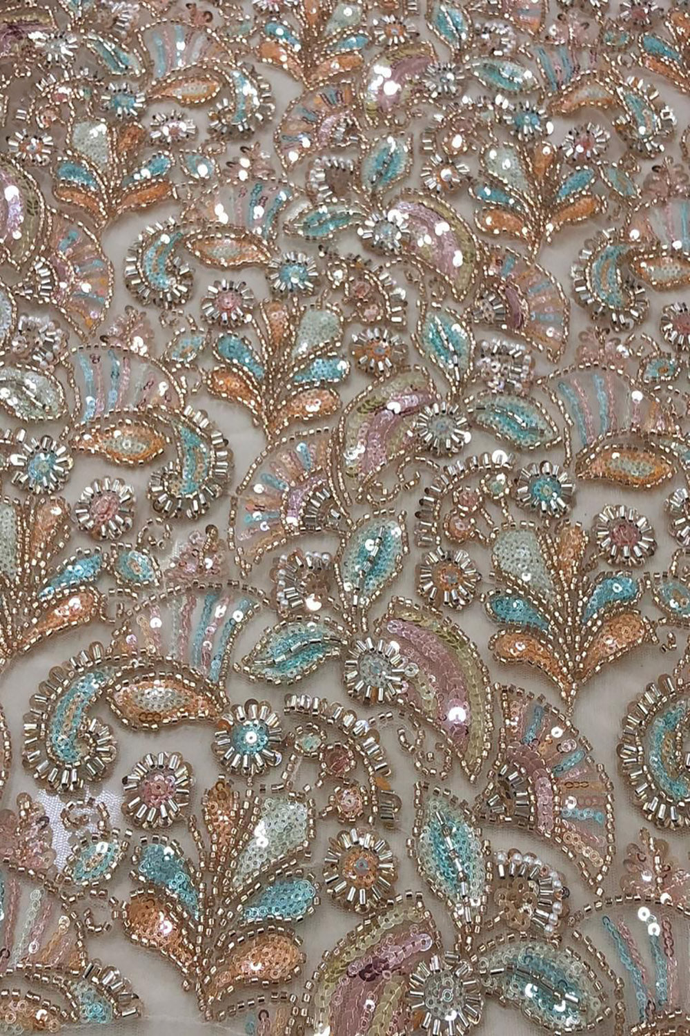 Multicolor Heavy Embroidered And Beads Work Georgette Trendy Fabric - Luxurion World