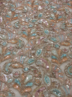 Multicolor Heavy Embroidered And Beads Work Georgette Trendy Fabric - Luxurion World