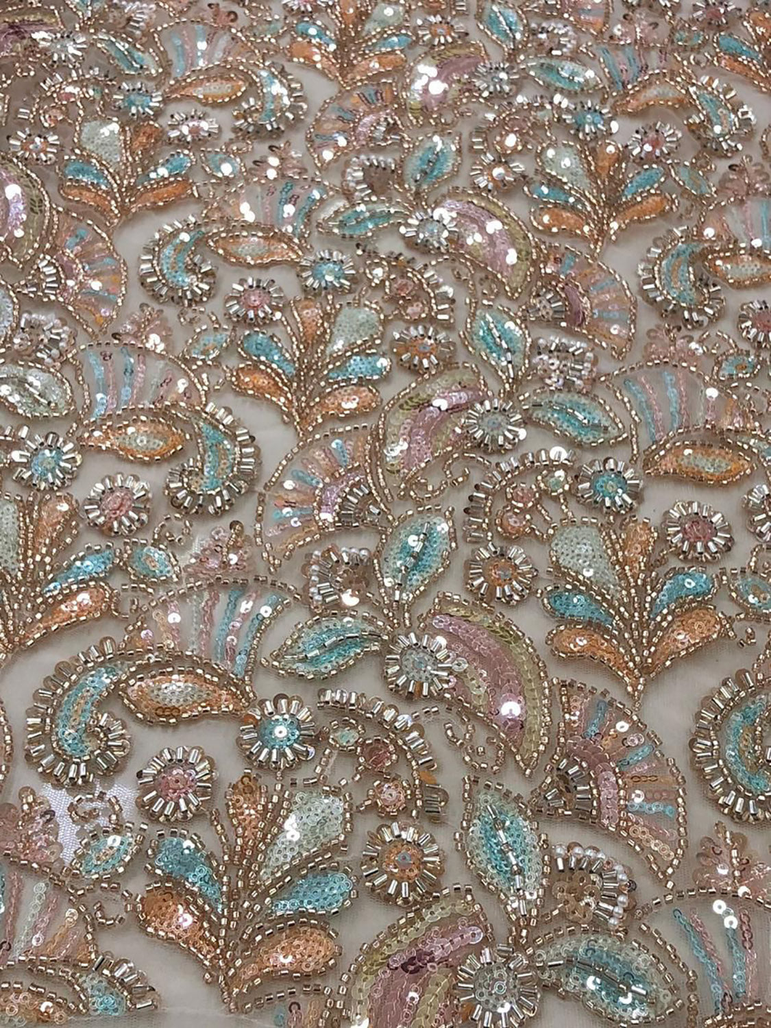 Multicolor Heavy Embroidered And Beads Work Georgette Trendy Fabric - Luxurion World